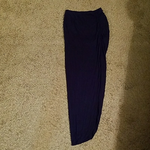 Navy Blue Asymmetrical Wrap Skirt - Picture 1 of 2
